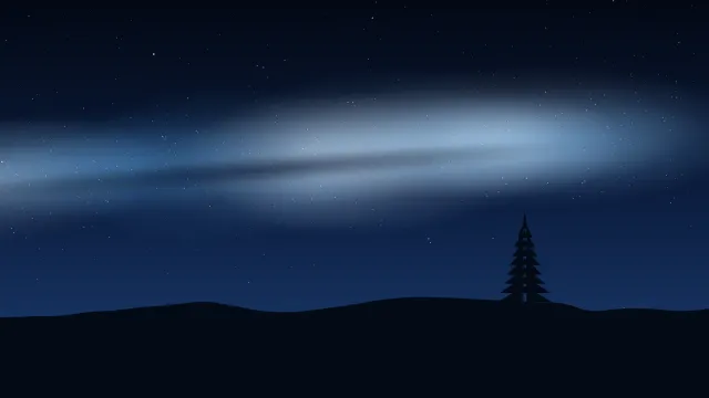 Fond d'écran animé : ciel étoilé scintillant traversé d’étoiles filantes, bleu nuit
