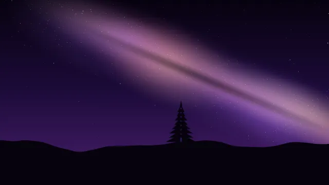 Fond d'écran animé : ciel étoilé scintillant traversé d’étoiles filantes, violet