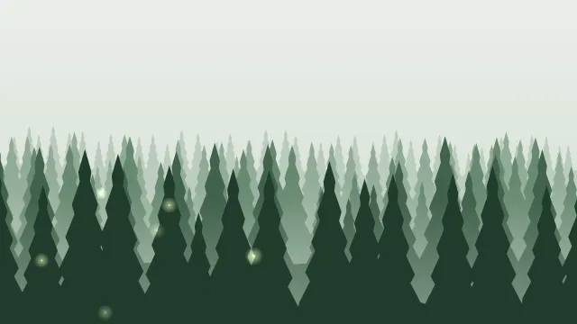 Fond d'écran animé : lucioles qui clignotent dans une forêt, brume