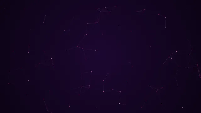 Fond d'écran animé : réseau de particules reliées qui dérivent lentement, néon