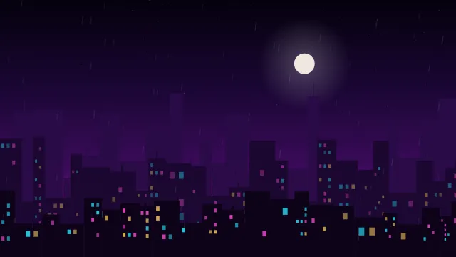 Fond d'écran animé : pluie qui tombe sur une ville la nuit, néon