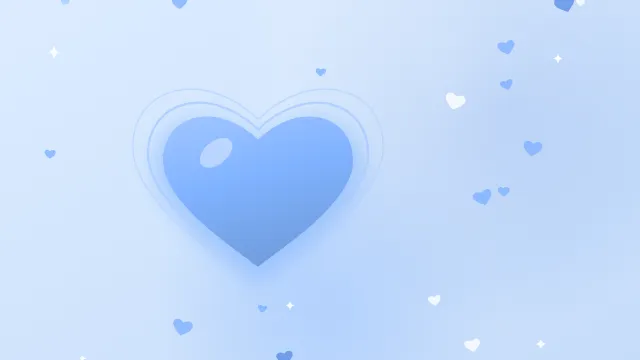 Fond d'écran cœurs aux couleurs douces, teintes bleu pastel