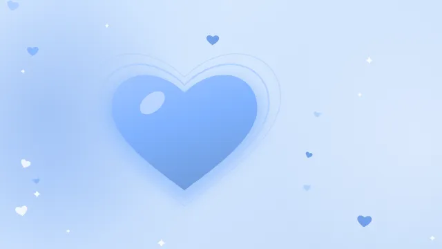 Fond d'écran cœurs aux couleurs douces, teintes bleu pastel