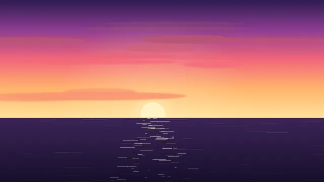 Fond d'écran coucher de soleil sur la mer avec reflets sur l’eau, teintes tropiques