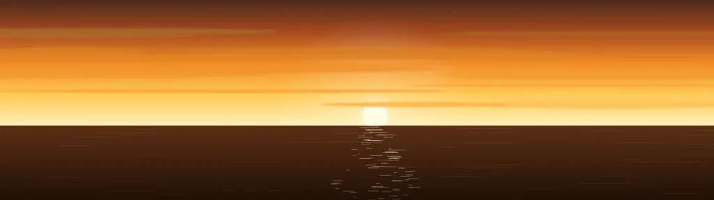 Fond d'écran coucher de soleil sur la mer avec reflets sur l’eau, teintes or
