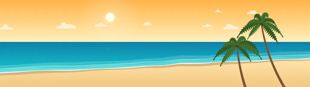Fond d'écran plage tropicale : mer turquoise, écume, sable et palmiers, teintes été doré
