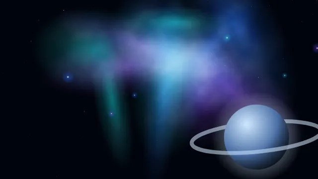 Fond d'écran nébuleuse colorée, étoiles et planète, teintes nébuleuse bleue