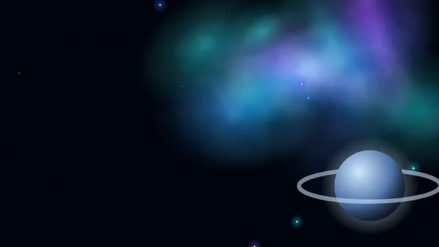 Fond d'écran nébuleuse colorée, étoiles et planète, teintes nébuleuse bleue