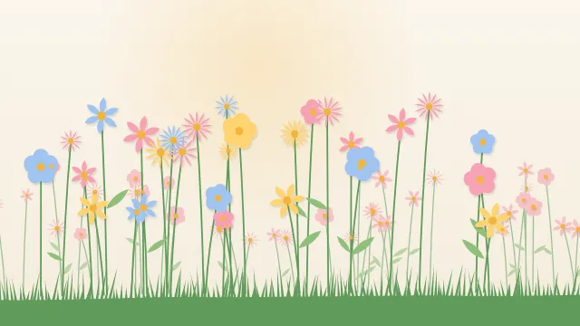 Fond d'écran fleurs stylisées en motif ou en prairie, teintes printemps