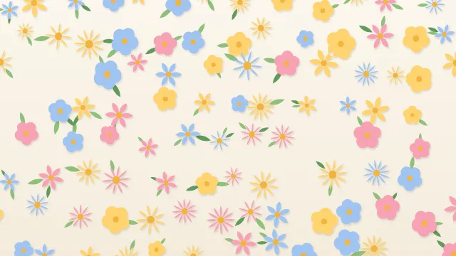 Fond d'écran fleurs stylisées en motif ou en prairie, teintes printemps