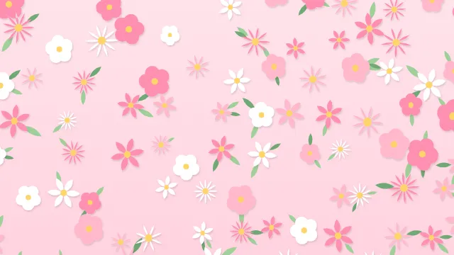 Fond d'écran fleurs stylisées en motif ou en prairie, teintes rose