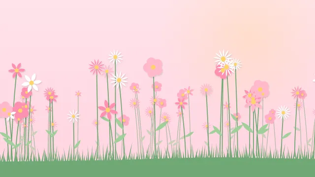 Fond d'écran fleurs stylisées en motif ou en prairie, teintes rose