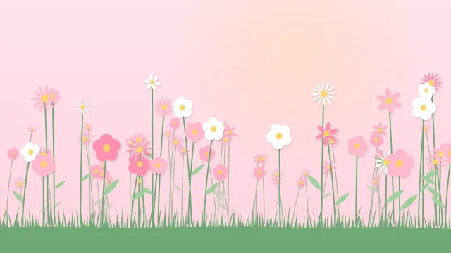 Fond d'écran fleurs stylisées en motif ou en prairie, teintes rose