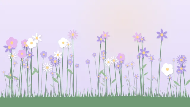 Fond d'écran fleurs stylisées en motif ou en prairie, teintes lavande