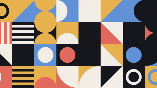 Fond d'écran motif géométrique de carrés, cercles et triangles, teintes nuit