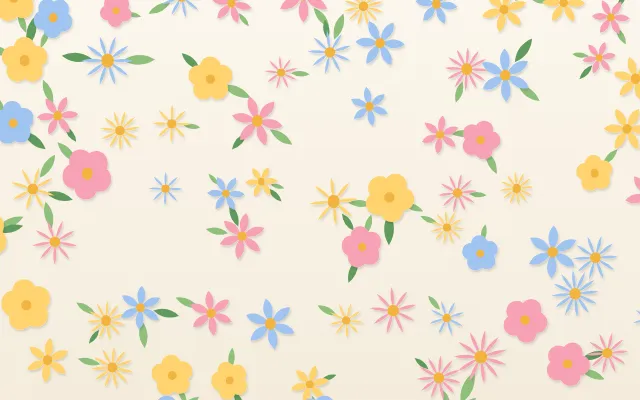 Fond d'écran fleurs stylisées en motif ou en prairie, teintes printemps