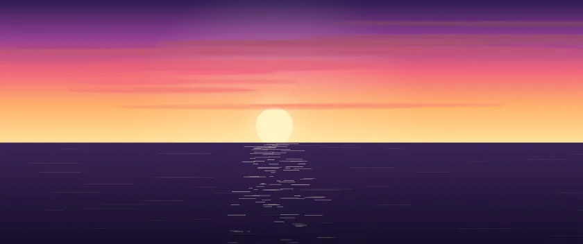 Fond d'écran coucher de soleil sur la mer avec reflets sur l’eau, teintes tropiques