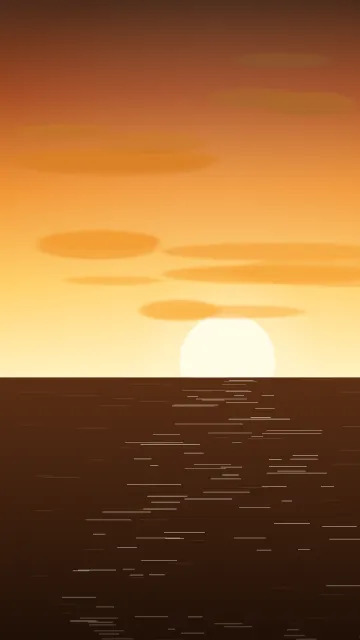 Fond d'écran coucher de soleil sur la mer avec reflets sur l’eau, teintes or