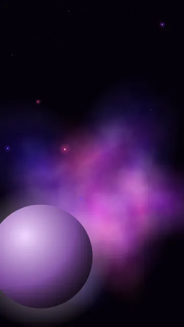 Fond d'écran nébuleuse colorée, étoiles et planète, teintes pourpre